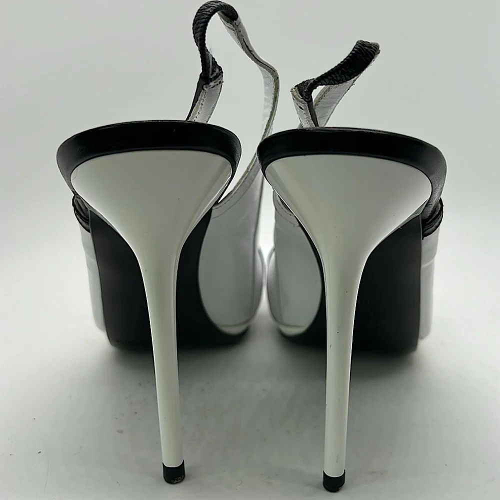 Gianmarco Lorenzi Sexy Black/White Leather Stiletto Heels Shoes **Size 40** 🔥🔥 - Picture 5 of 8
